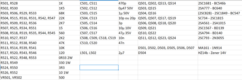 Lenco A50 Liste des composants