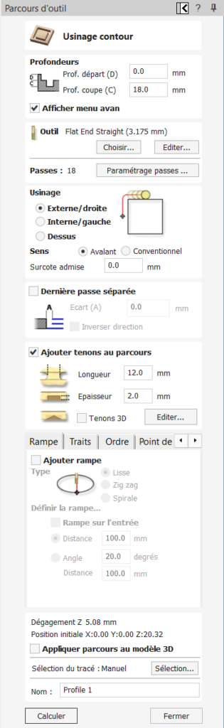 parcours Outil contour